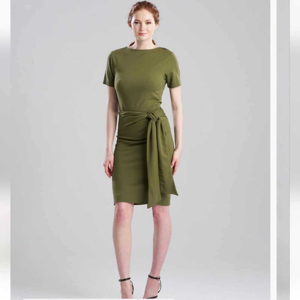 NWT Natori Olive Midi Dress with Tie Detail